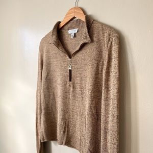 St John marled silk blend zip up